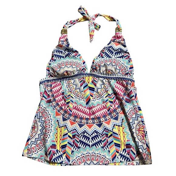 Bar III Swimsuit Bikini Tankini Top  Talula Indigo Halter Beach women’s L EUC - Picture 1 of 8